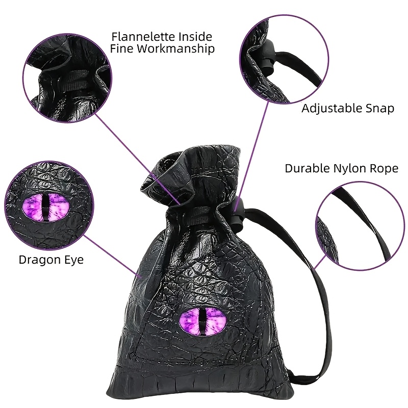 Drawstring PU Leather Dice Bag for Card Storage